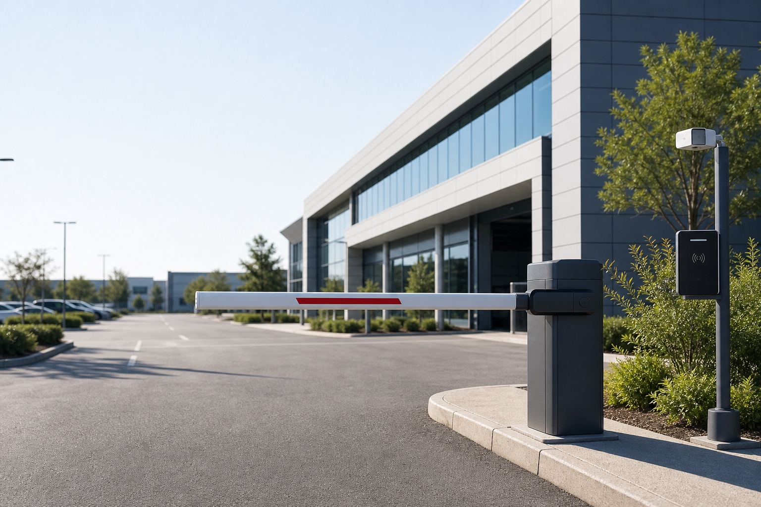 Barrera de parking para control de acceso de vehículos en empresa